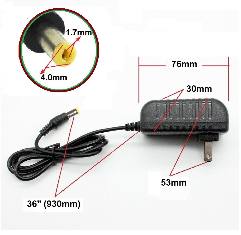 Tested 9V 2.2A 2200mA AC Adapter to DC Power Supply Charger Cord 4.0×1.7mm plug