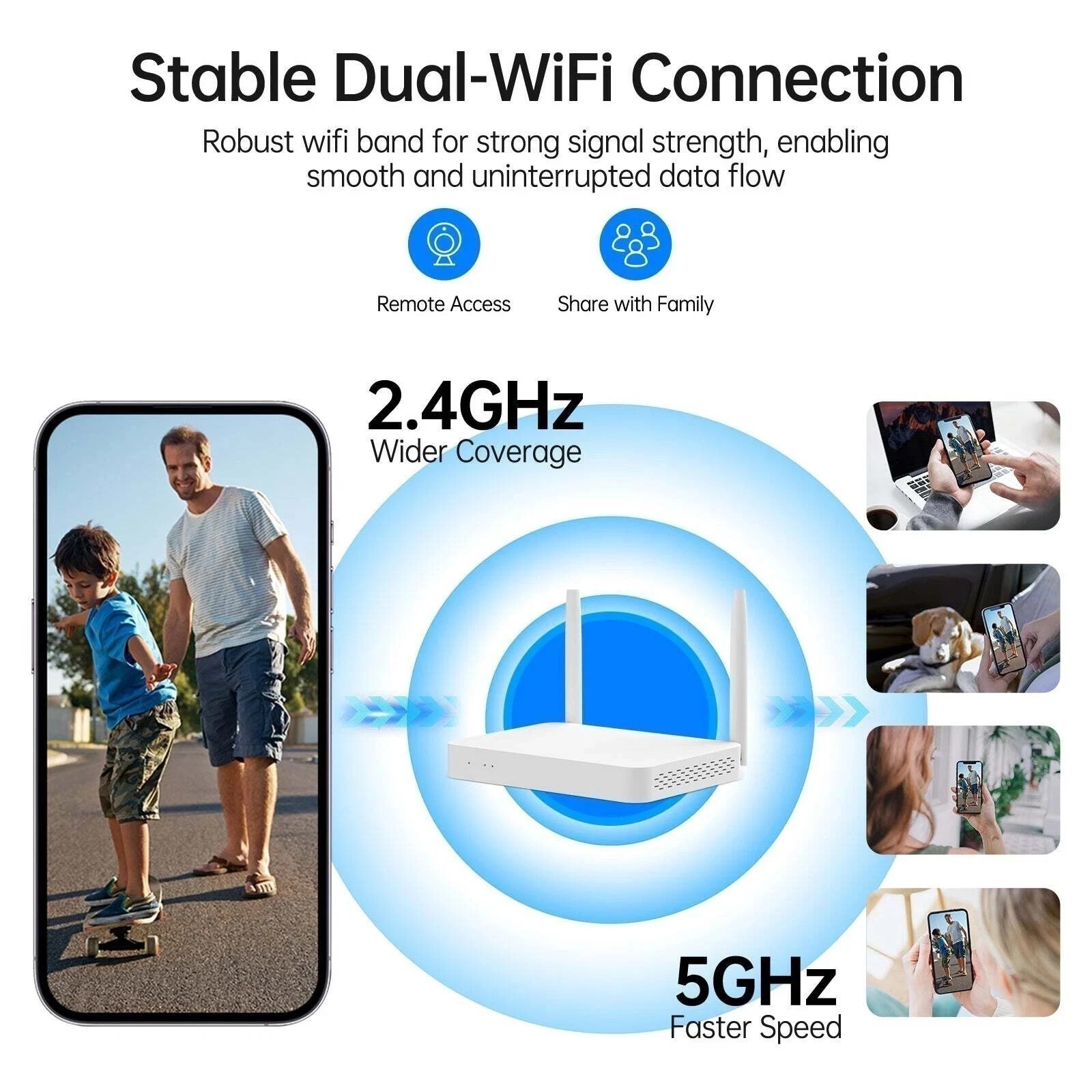 Security Camera System Wireless Outdoor Triple-Lens 3K 360°PTZ WiFi IP 10CH NVR