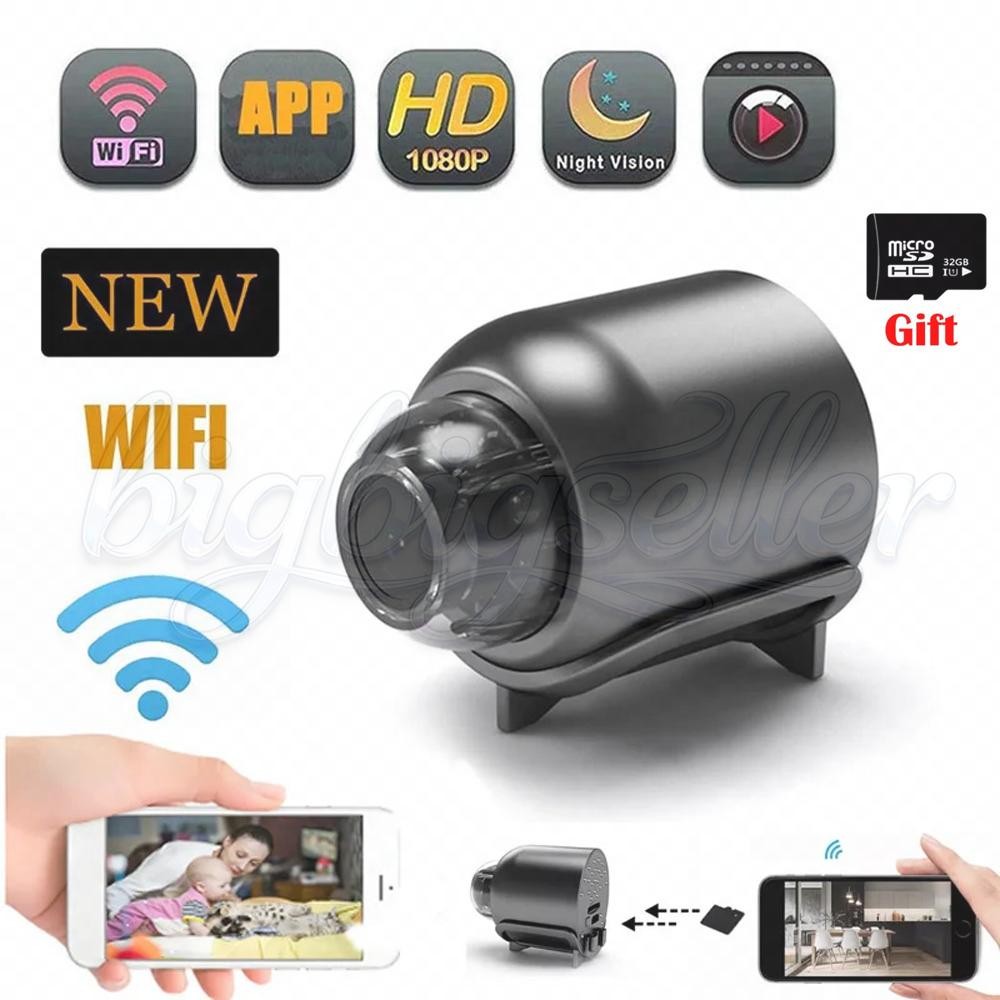 1080P Mini Camera WiFi HD IP Night Vision Security Cam For Home + 32GB SD Card