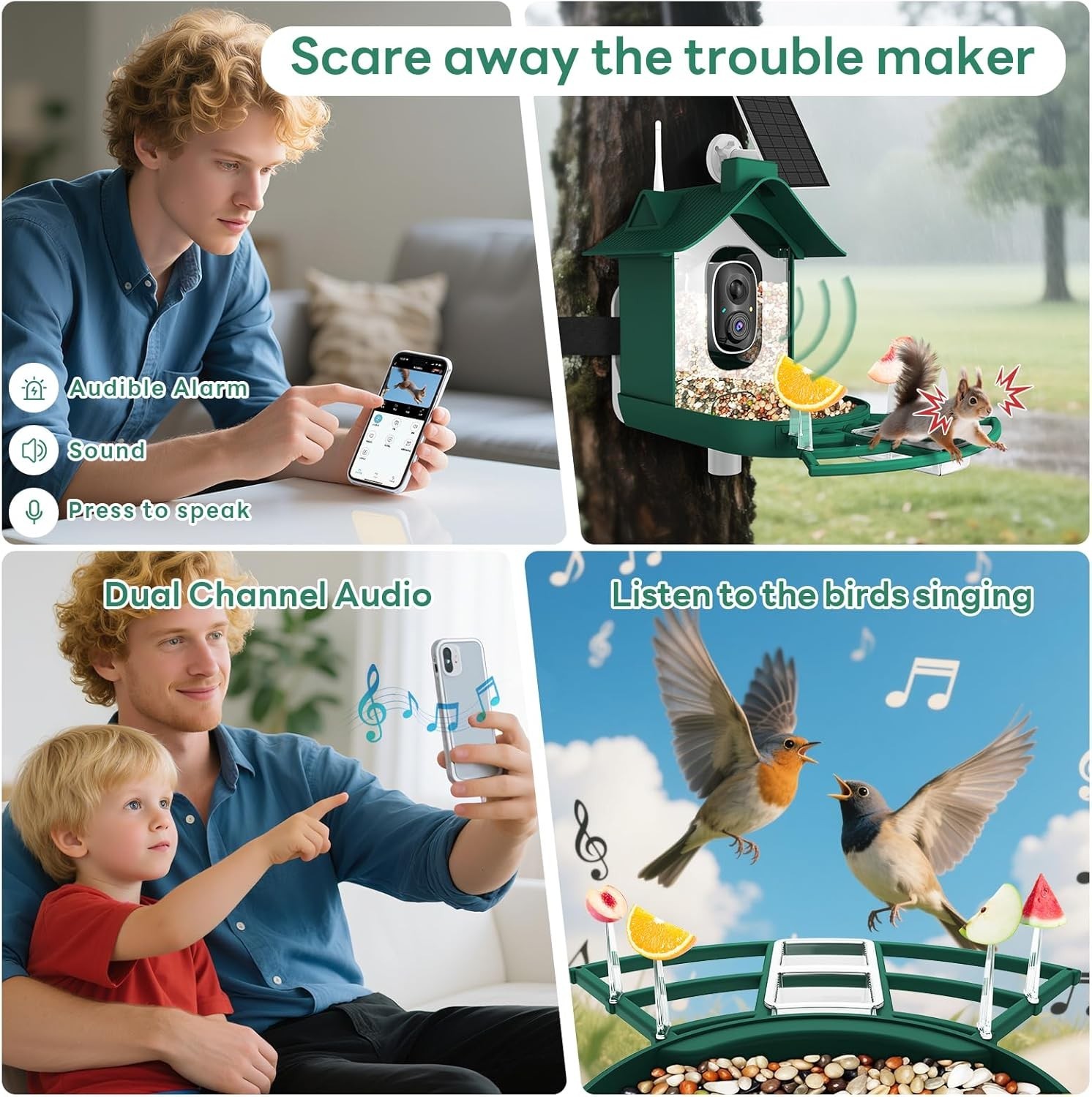 Cellular Smart Birdfeeder Cam, Built-in 4G LTE Sim Card, Solar Powered
