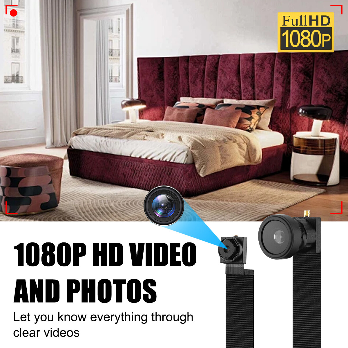 4K Mini Security Camera with Motion Alert WiFi APP Control DIY Adhesive Mount
