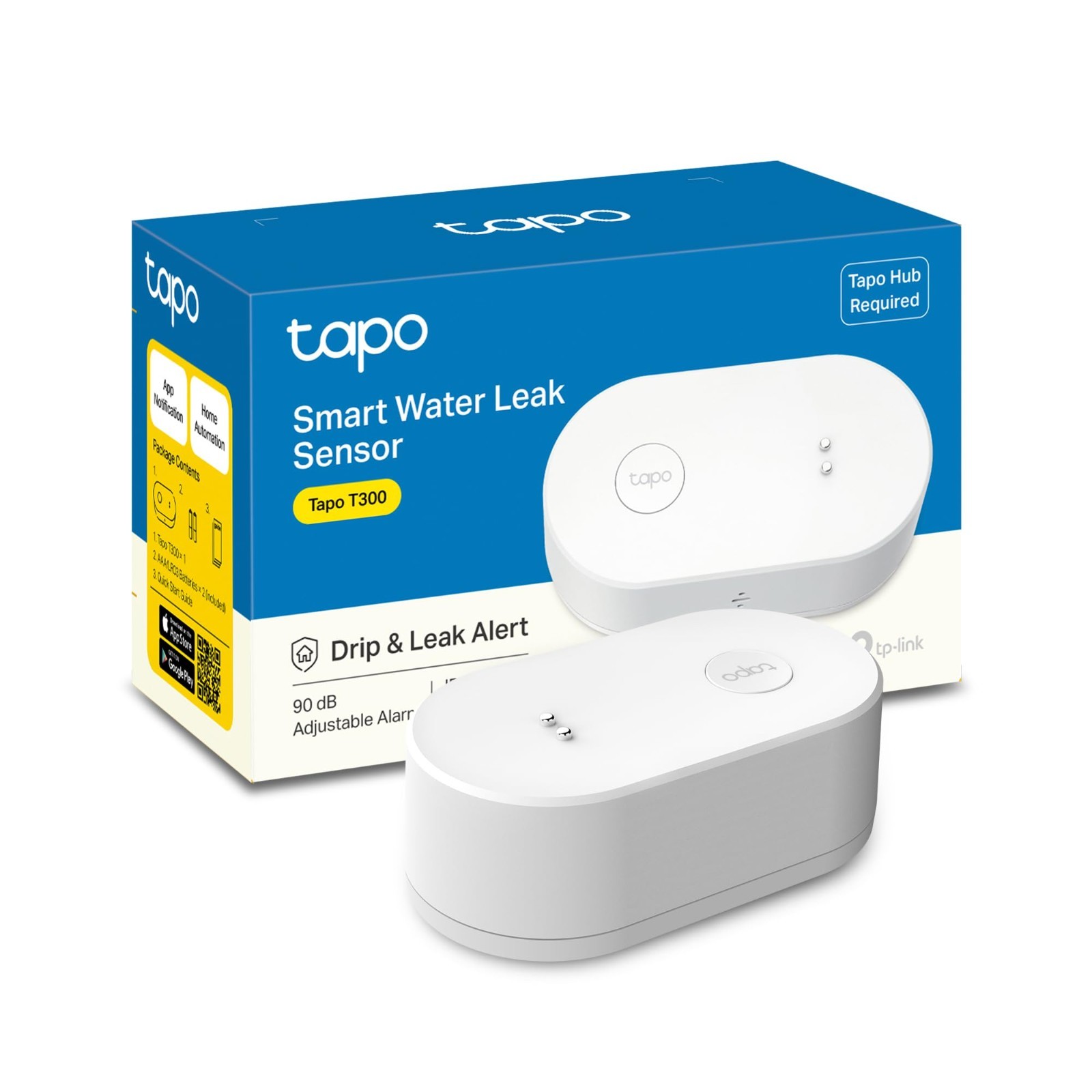 Smart Water Leak Detector Sensor – Wi-Fi, 90dB Alarm, App Alerts, Alexa & Google