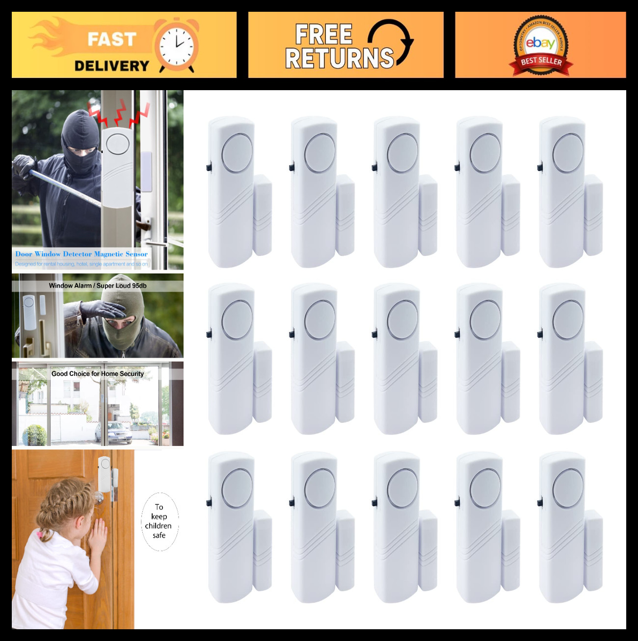92DB Door Window Alarm – Kids Safety, Burglar Protection, Pool Security Alert