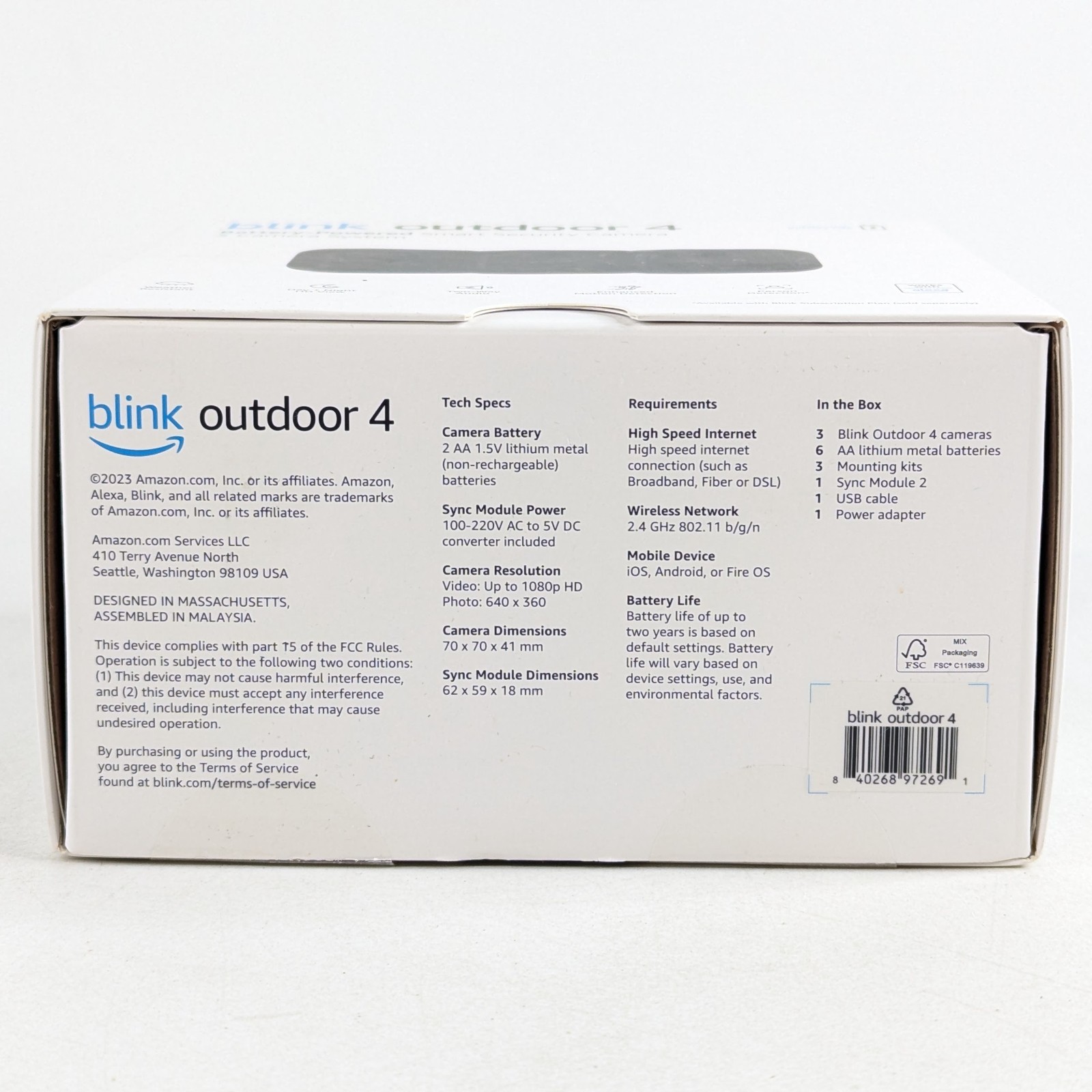Blink Outdoor 4 3-Camera Wireless Battery Powered Security System, 1080p HD NEW