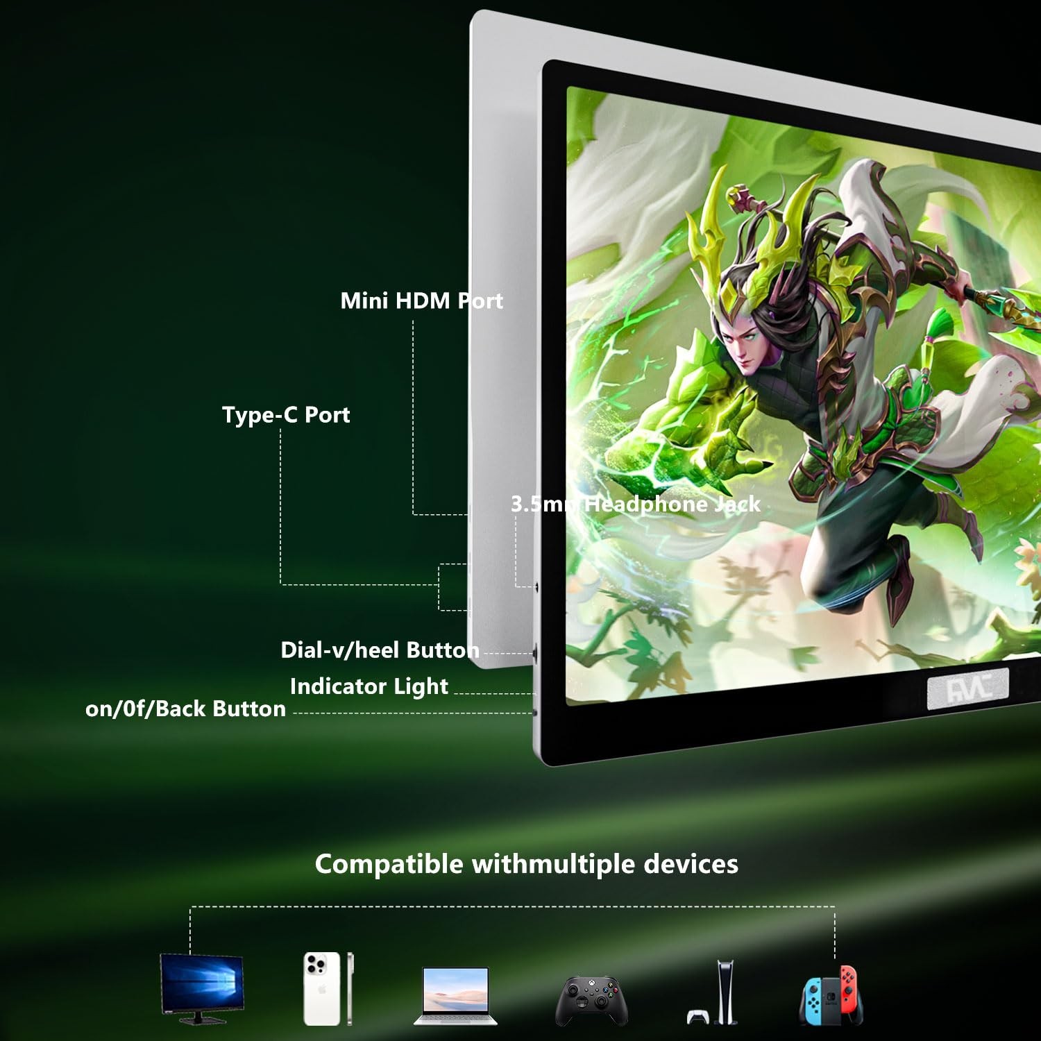 FMC 4K Portable Monitor 15.6″ 3840×2160 USB-C HDMI Display for Laptop PC Mac