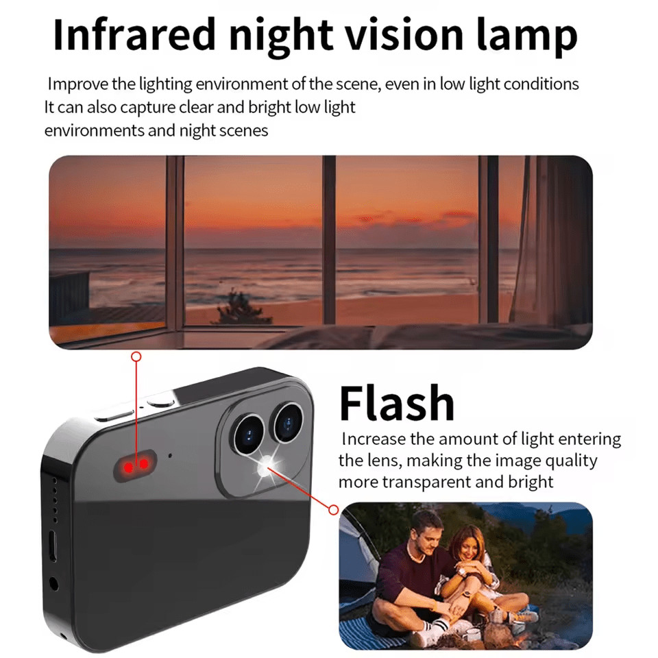 4K Digital Camera Night Vision Triple Lens 3Inch HD 64MP Touch Screen