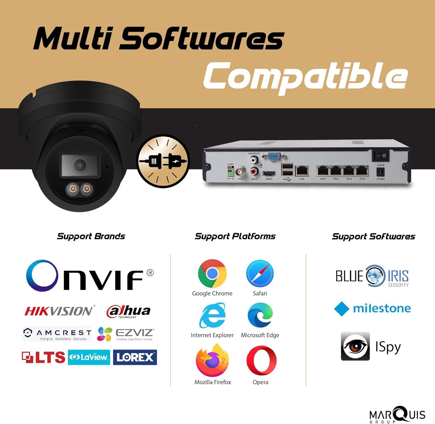 H Series 8MP 4K IP Camera PoE Turret Color Night Vision 2.8mm Black Housing