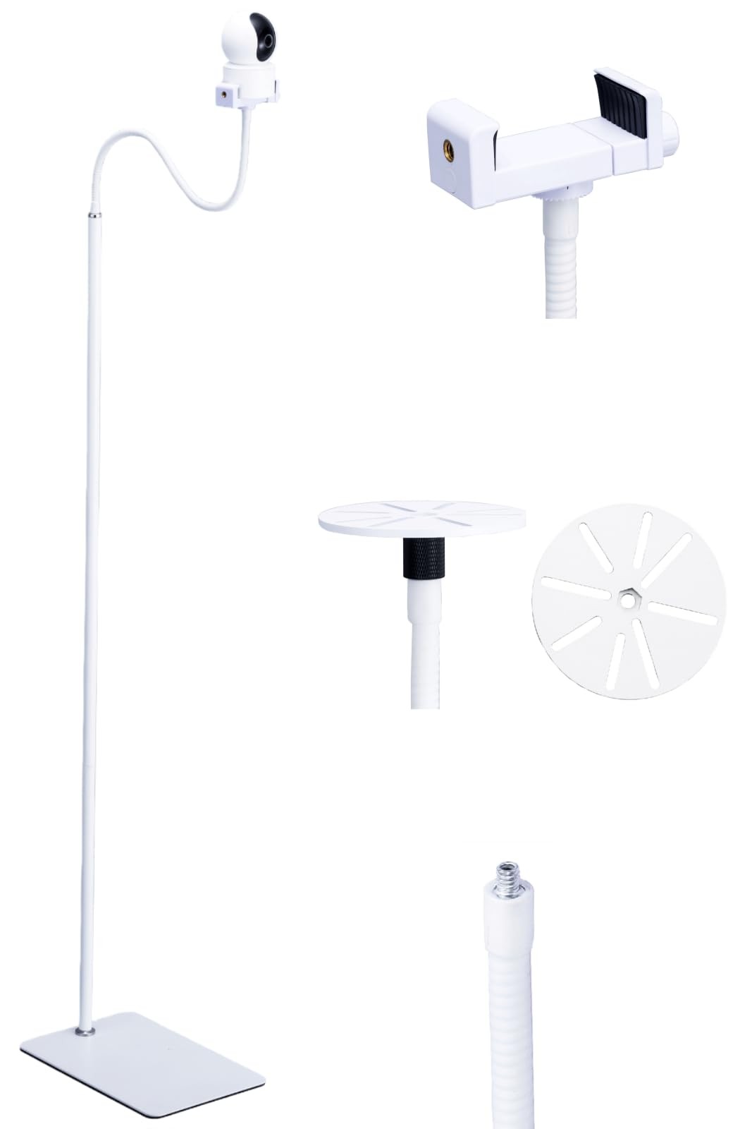 2Pack 80″-31″ Tall White Floor Holder Stand Mount for Cameras, 3.2lbs Base,He…