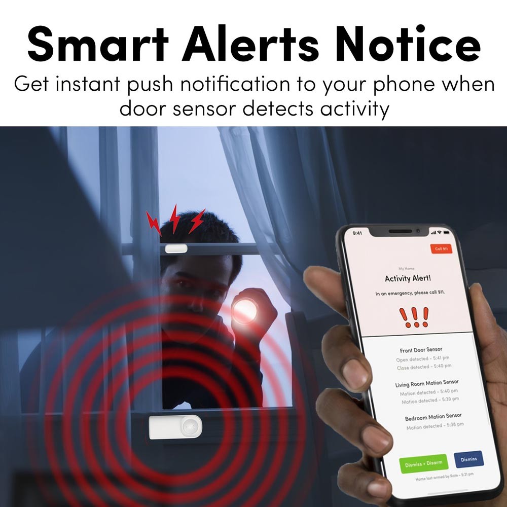 Security-Focused Compact Easy-To-Install Loud-Alert Door and Window Entry Sensor