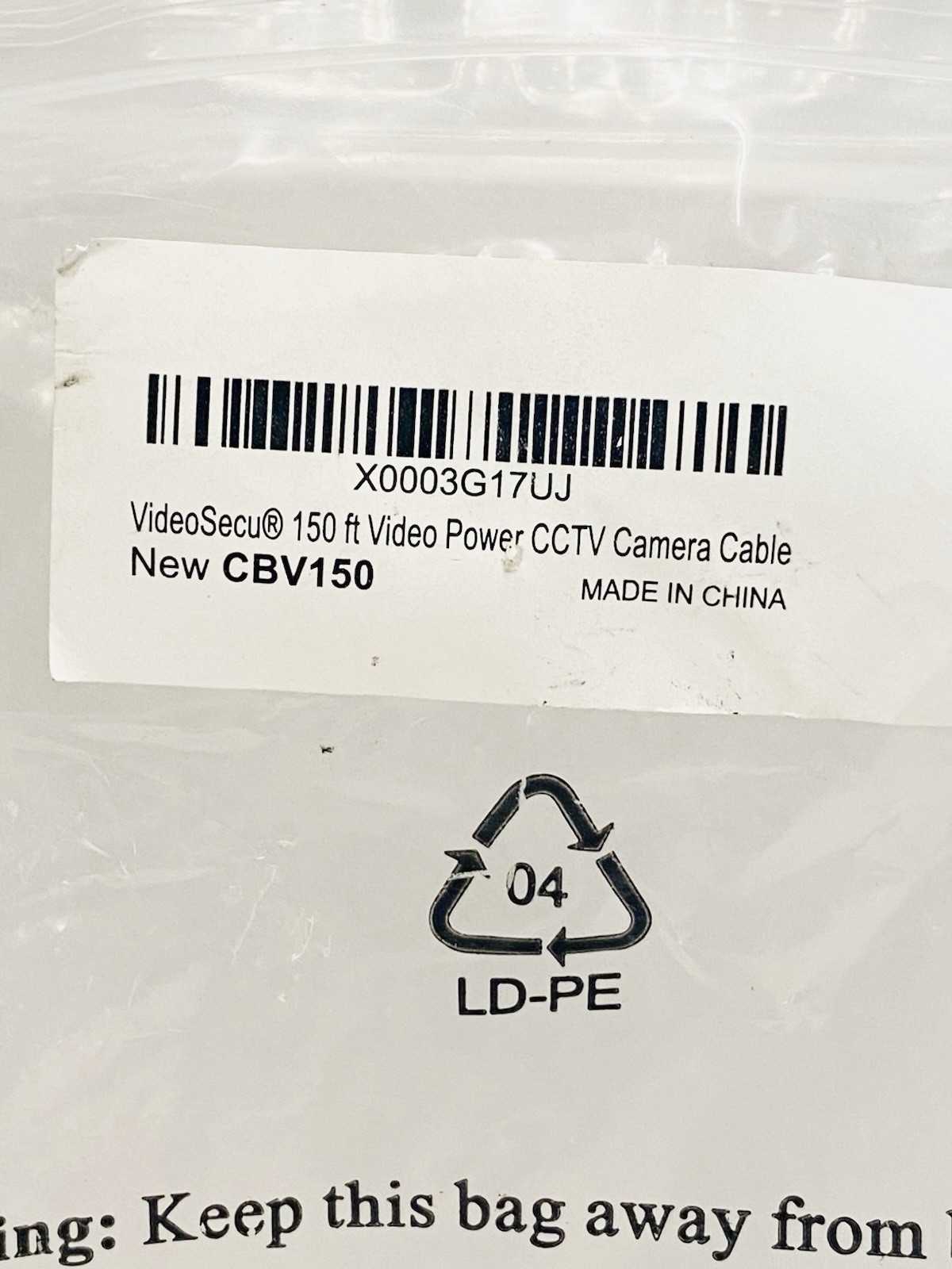 VideoSecu 150 ft Video Power CCTV Camera Cable CBV150