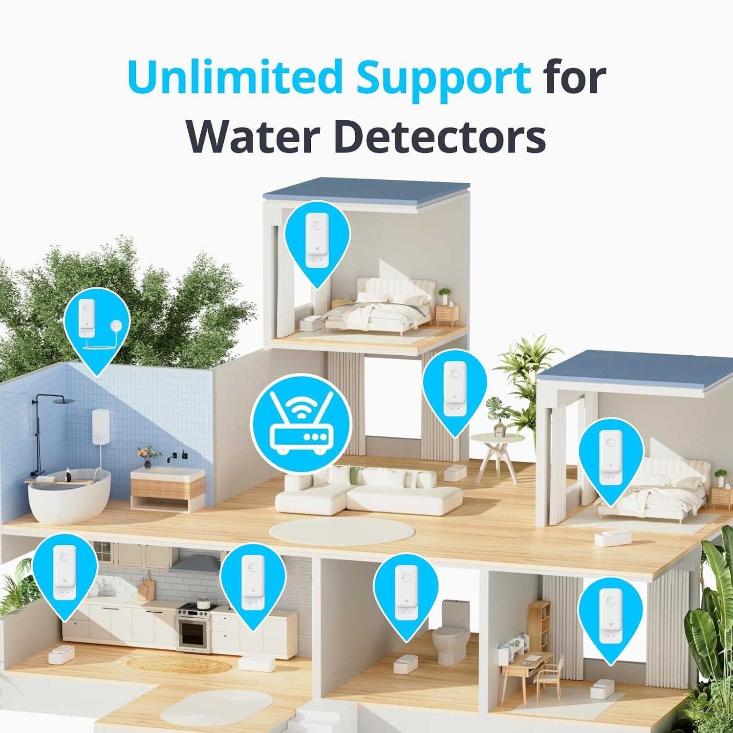 Smart Leak Detector with 100dB Alerts & Waterproof – Battery Powered Safety