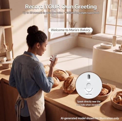 Motion Sensor Alarm with 20s Custom Voice Recording – 120dB Loud Indoor 1 Sensor