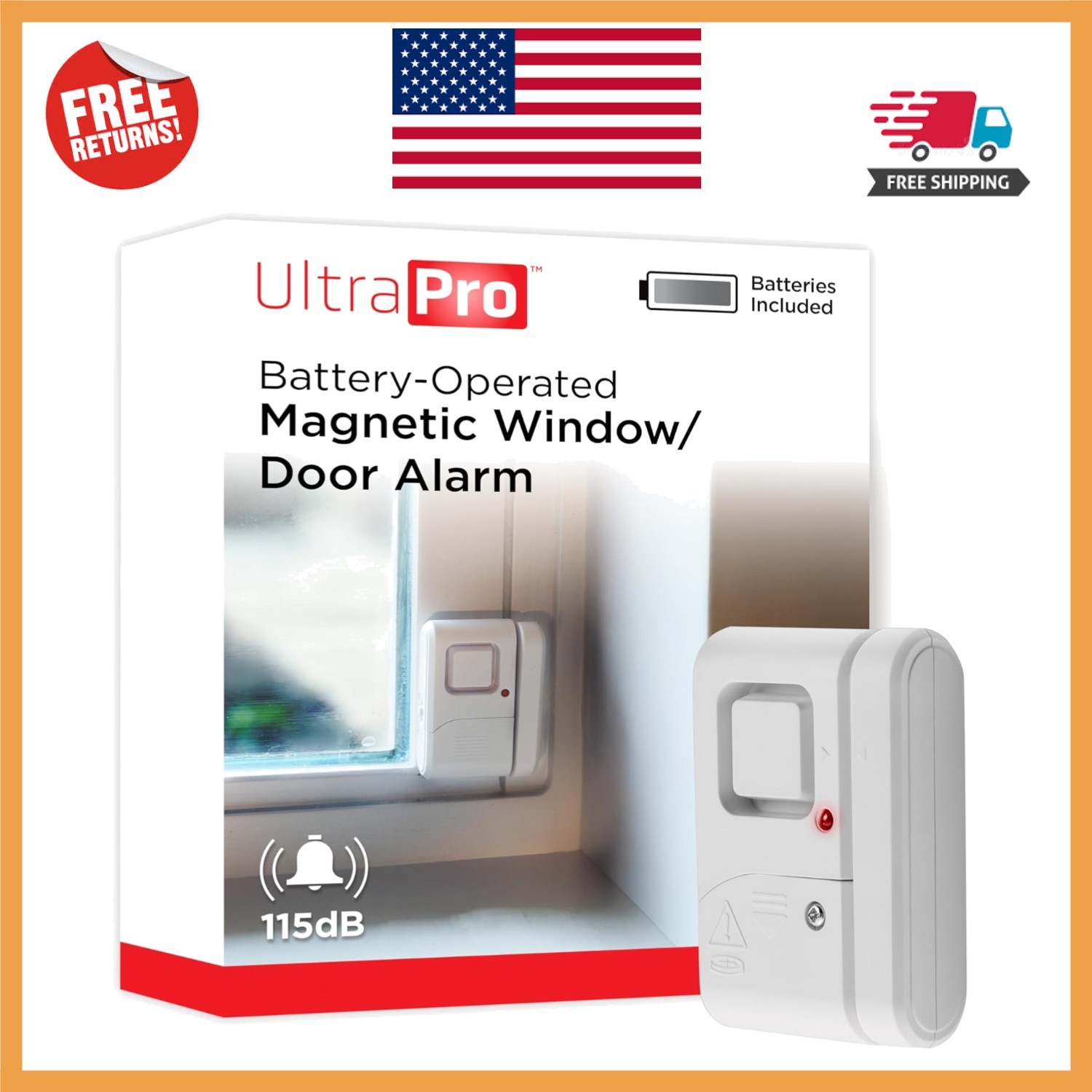 120dB Wireless Window & Door Alarm – Battery Powered Home Security Solution