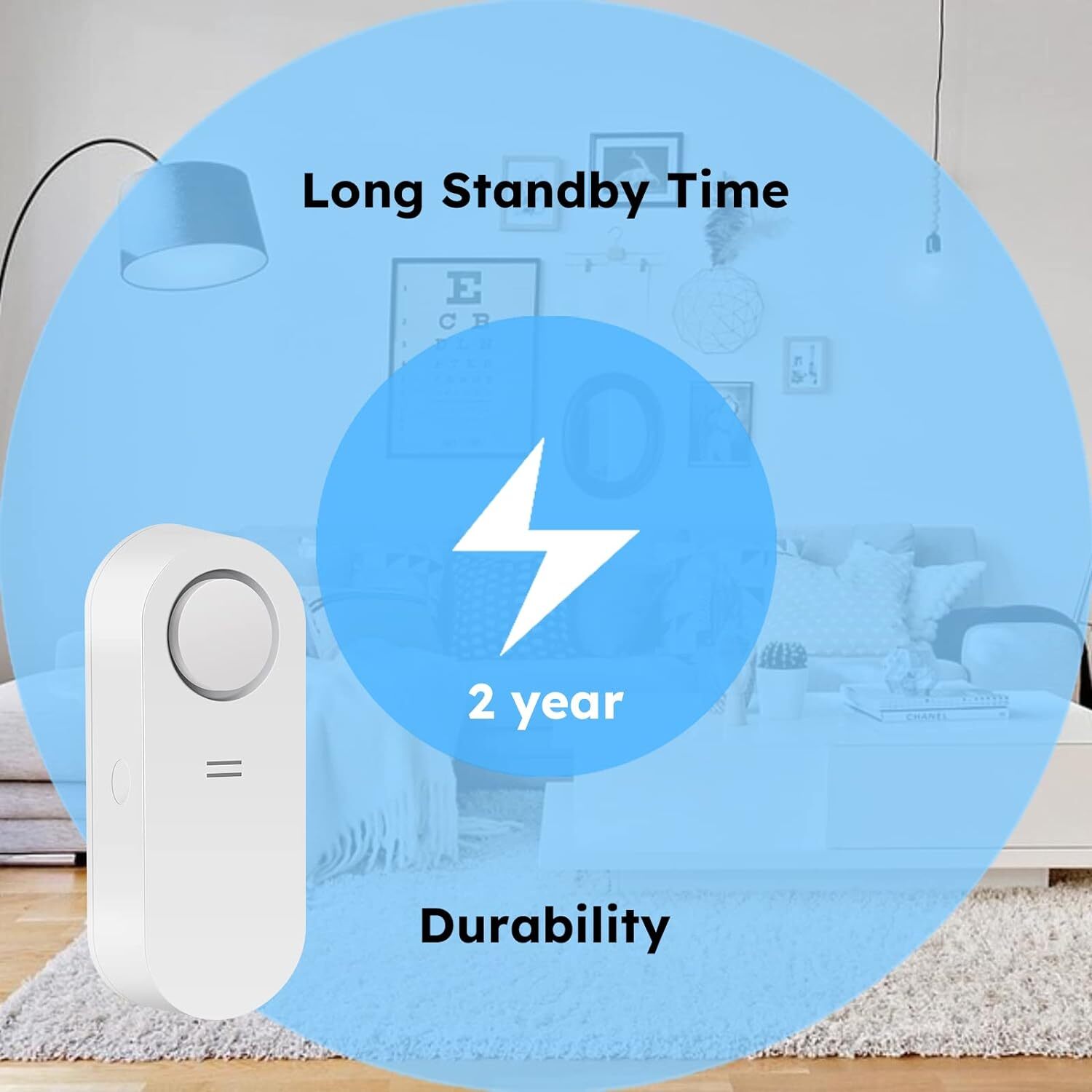 2x Water Leak Detectors Audio Alarm Senso Sensitive Leak 120dB for Home Kitchen