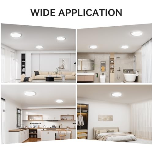 WKONCLDY 6PACK 3200lm LED Flush Mount Ceiling Light, 12in-6Pack(5000K), White