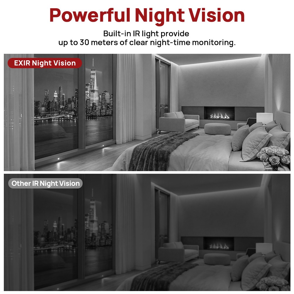 Black Vikylin 4K 8MP 4MP Security IP Camera Mic POE CCTV IR 30m Outdoor Indoor