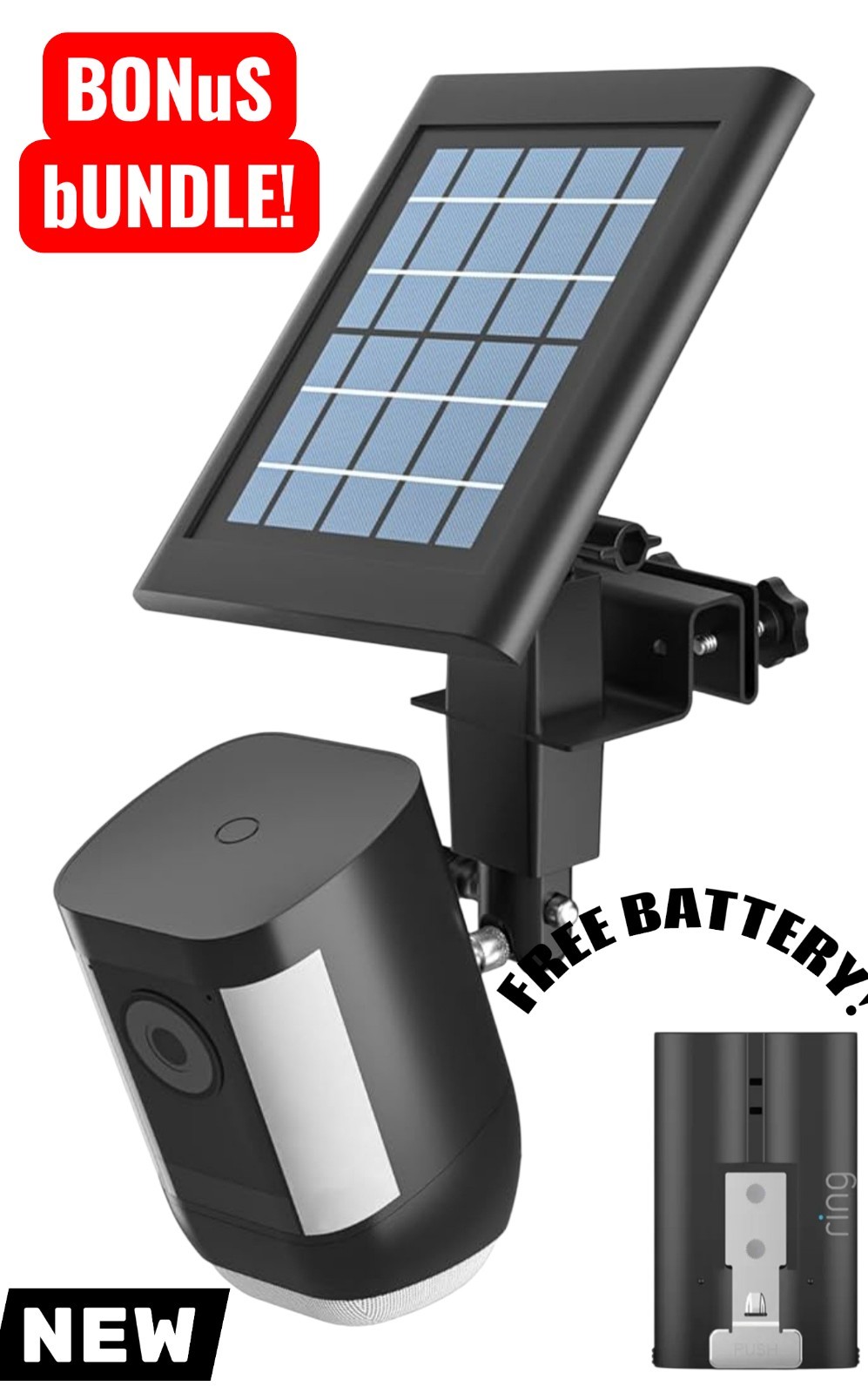 Ring Spotlight Cam Plus Bundle 2 x Batterys+Solar Panel+Gutter Mount Free Ship!