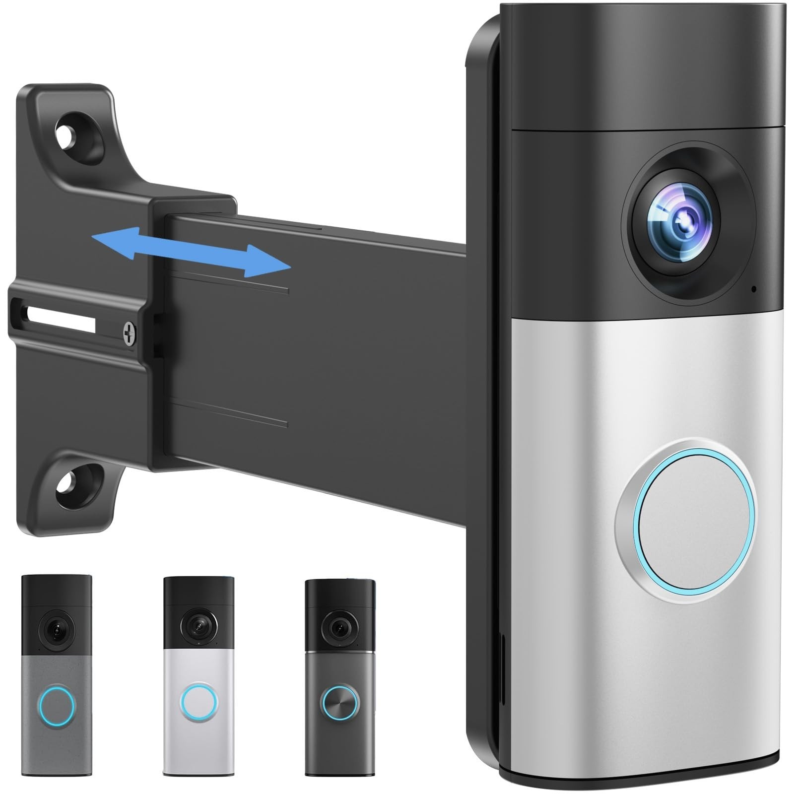 Adjustable 2″ to 4.7″ Doorbell Extender Mount for Wider View, Angle & Brick Wall