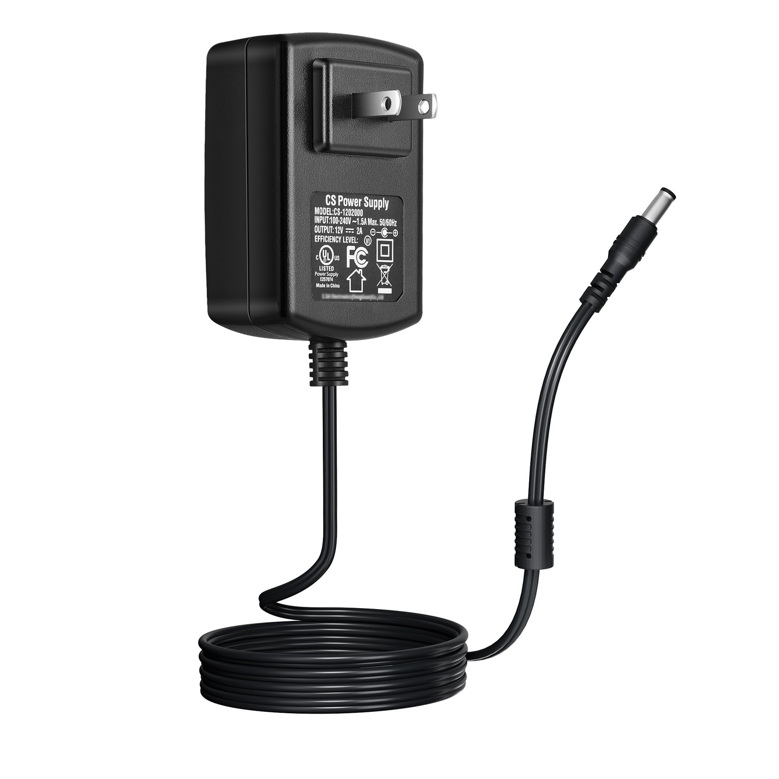 12V 2A Power Supply Adapter AC 100-240V to DC 12V, 5.5mm x 2.1mm Plug, Power …