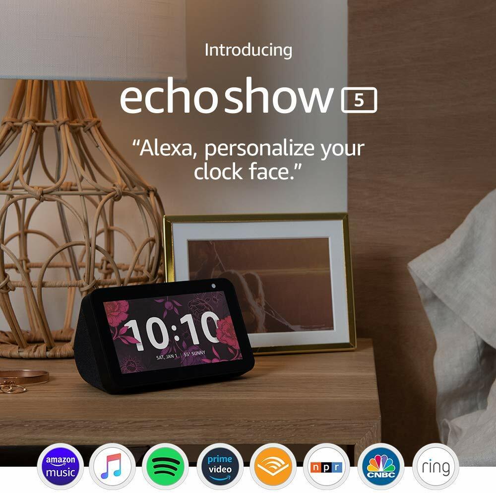 Echo show device compact 5.5in screen, desktop smart speaker electronic camera