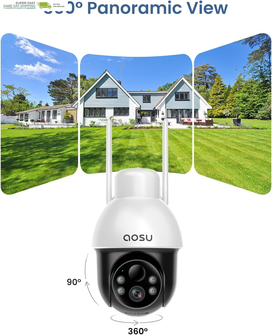 Aosu Solar Camera Security Outdoor – Security Cameras Wireless Outdoor with 360°