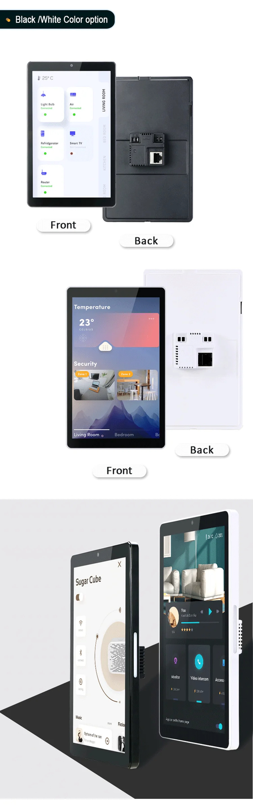 8 Inch 1280×800 RK3566 Quad Core YC-SM08P Home Automation Android 13 Touchscreen