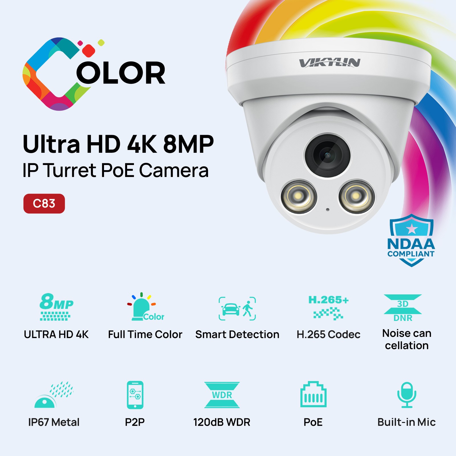 VIKYLIN SmartFind 16POE 16CH NVR System Full Color MIC 8MP 4K Camera homekit Lot