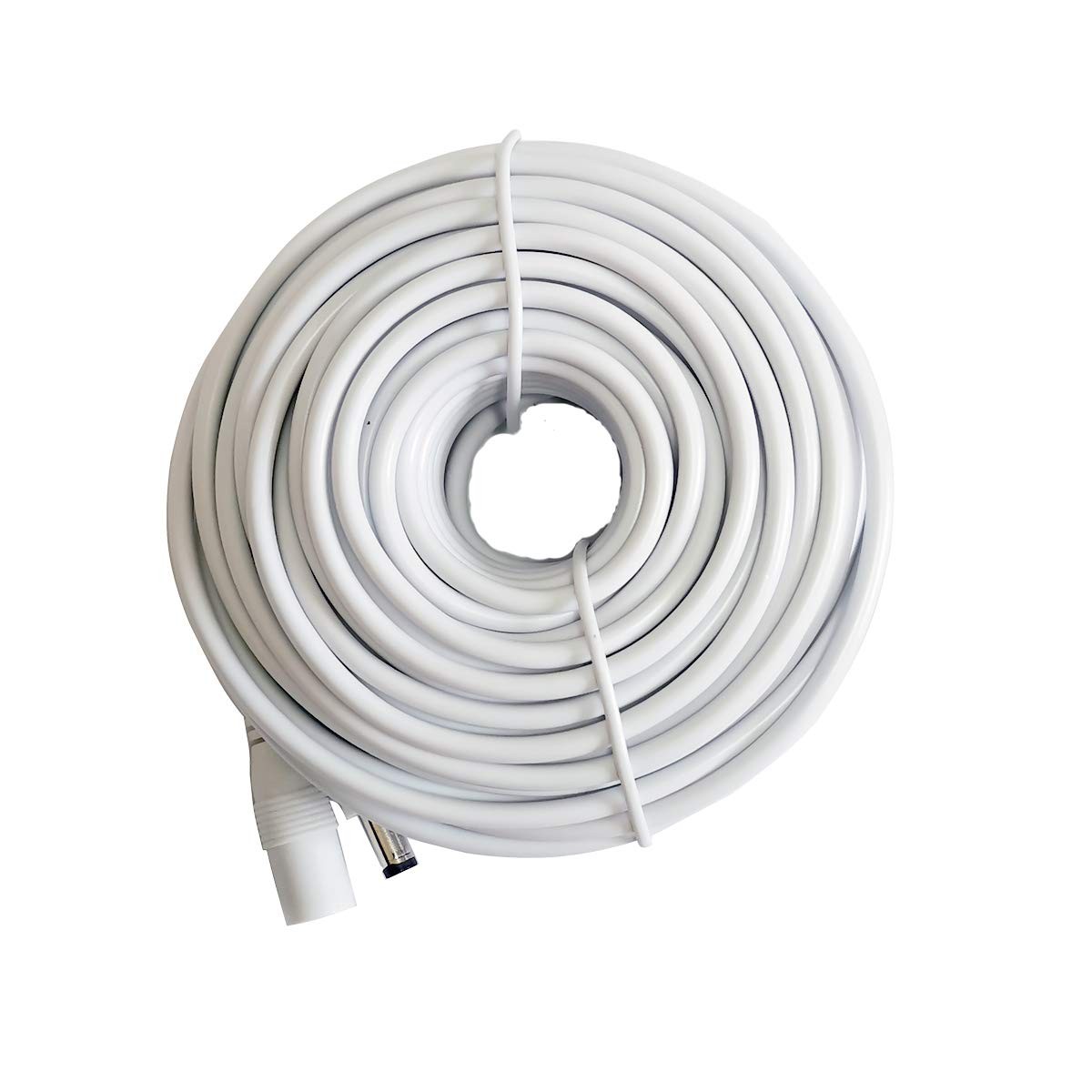 50ft 15M 12V DC Power Extension Cable, 5.5mm x 2.1mm, IP Camera, White, Cord