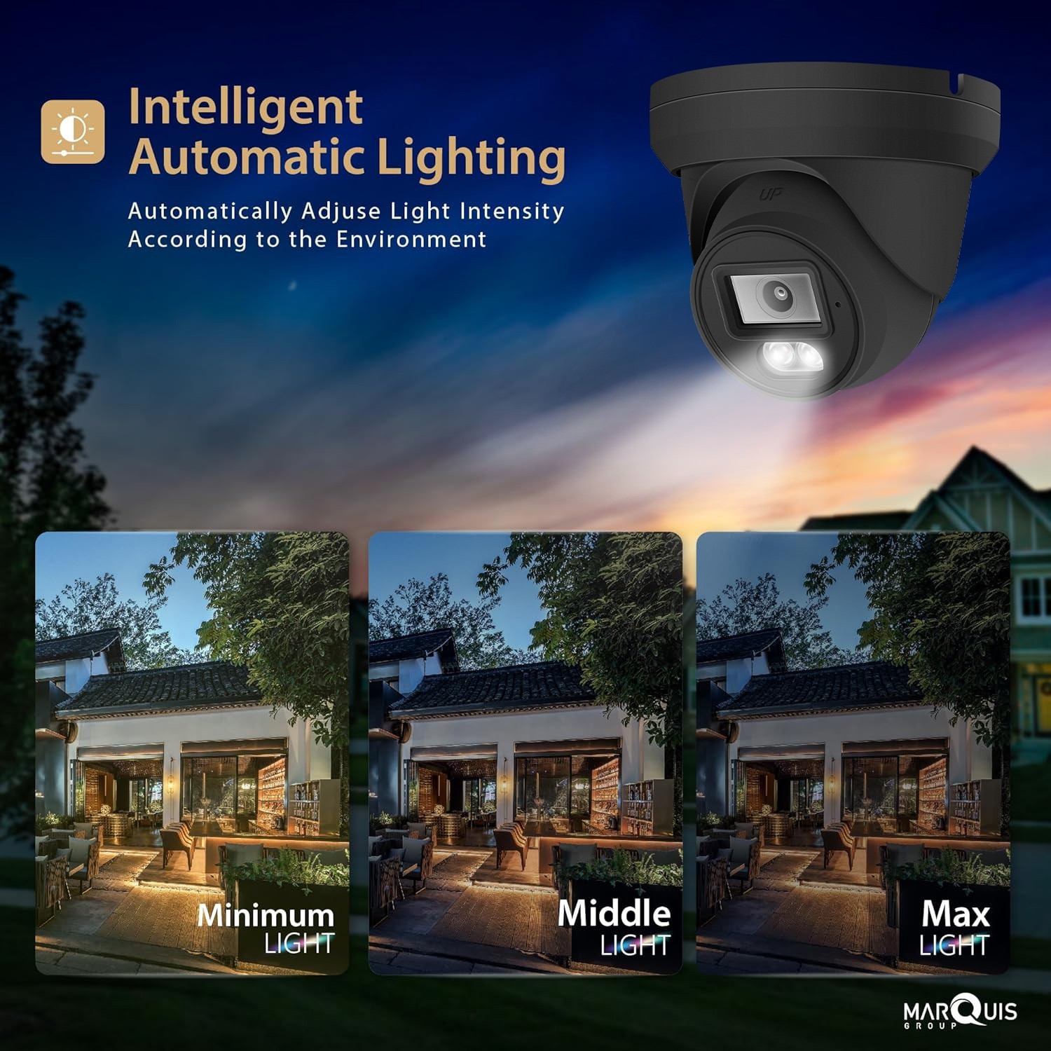 H Series 8MP 4K IP Camera PoE Turret Color Night Vision 2.8mm Black Housing