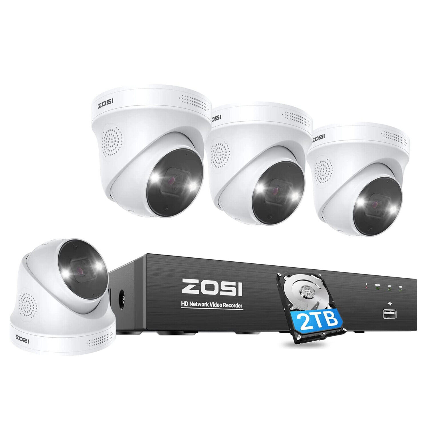 ZOSI 8CH 4K POE NVR Instant Alert Security 5MP Camera System 24/7 Recording 2TB