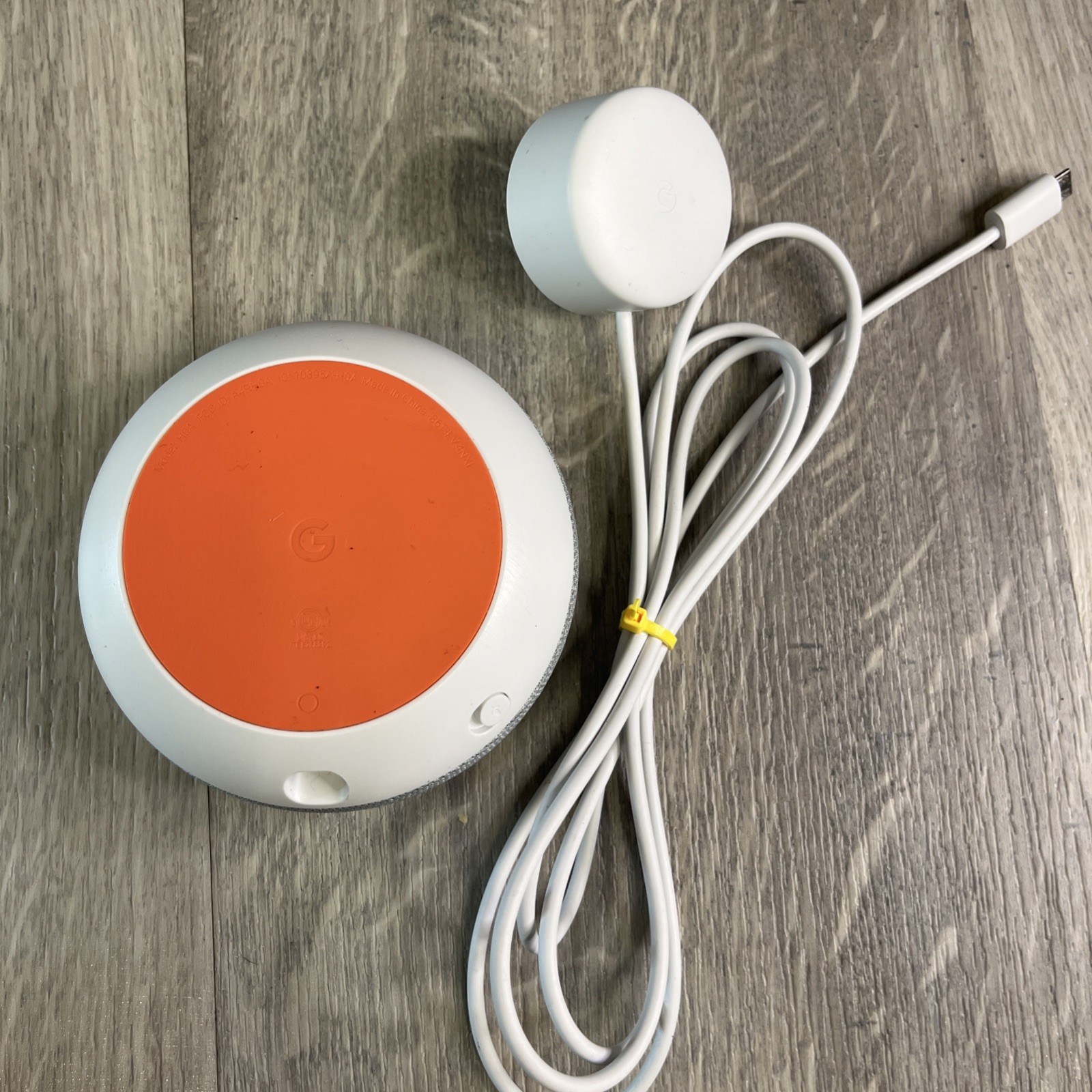 Google Home Mini Model H0A Gray/Orange w/ OEM Charger ~ Tested & Working