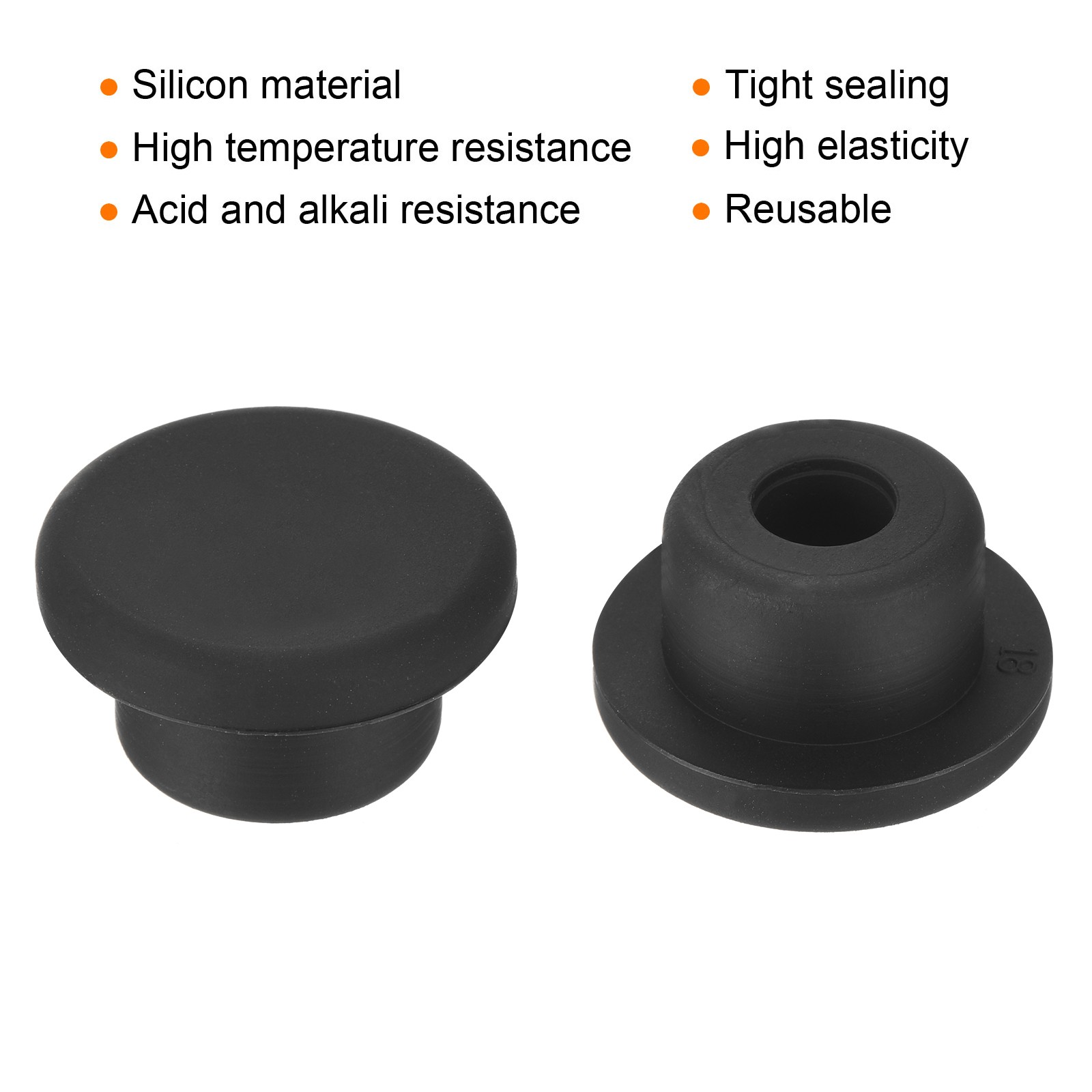 High Temp Silicone Plug t Shaped Silicon Stopper Black 26x14x4mm 5pcs