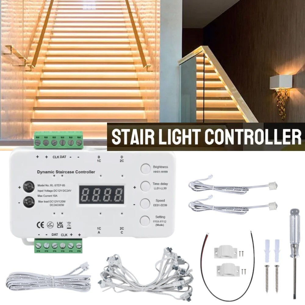 DC 12V 24V Wiring Motion Sensor LED Strip Light Stair Controller Steps Staircase