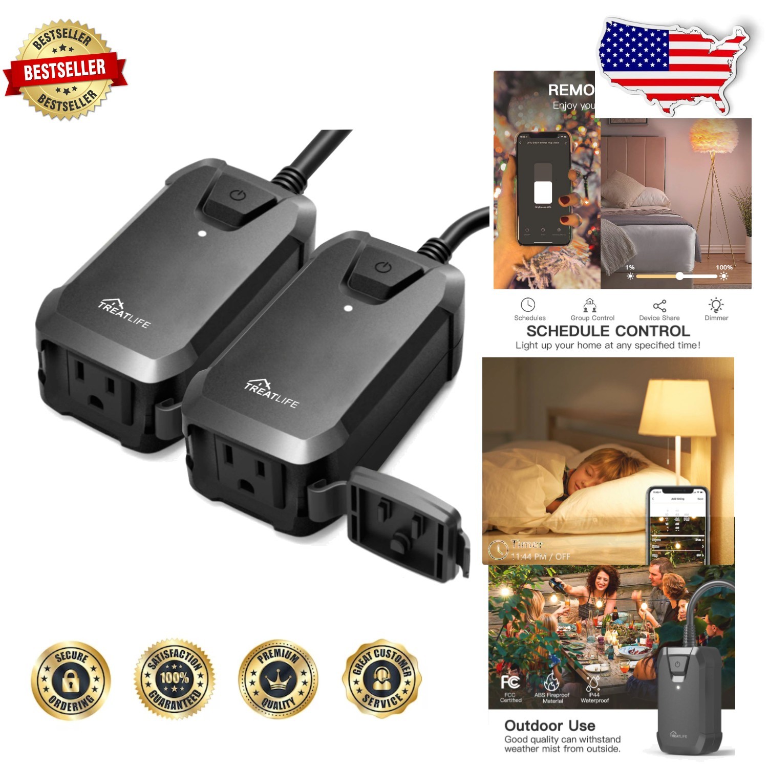 Smart Dimmer Plug 2 Pack – 400W Max, Alexa/Google Voice, App Control,