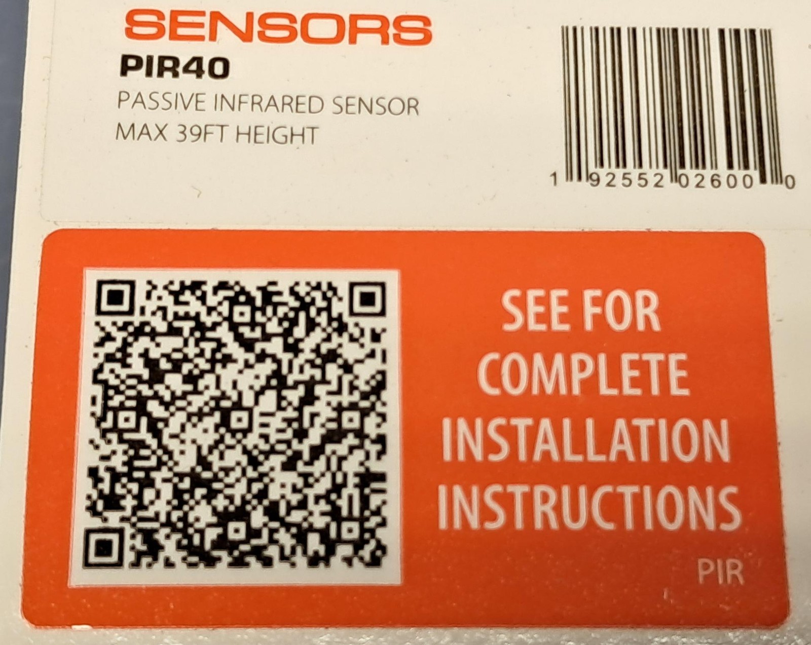 RAB PIR40 PIR Low Voltage Occupancy / Daylight Sensor Screw-In 12V 50/60Hz 39′