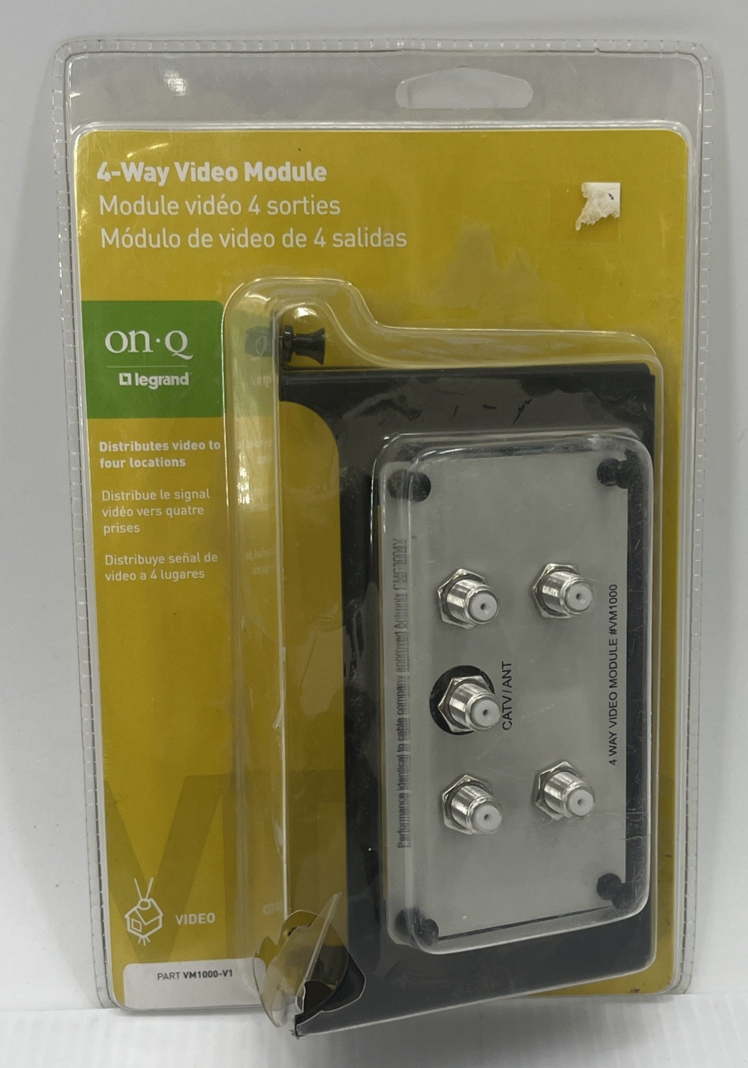 On-Q 4-Way Video Module Splitter 1-in/4-out cable/broadcast TV RF. {2}.