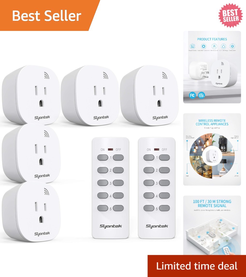 Home Automation Made Easy – Wireless Remote Outlet with 100ft Range & 5 Outlets
