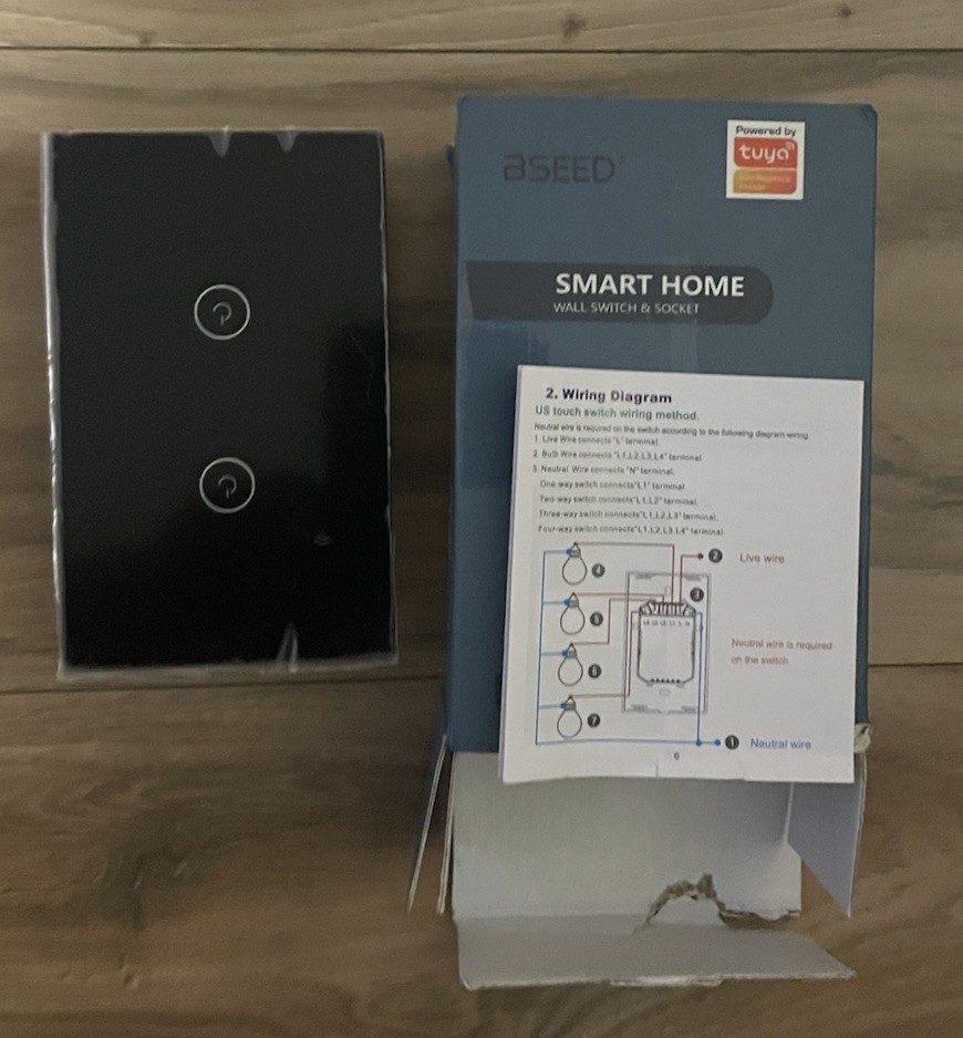 BSEED Smart WiFi Light Switch 2‑Gang Touch Black Alexa Google Tuya 3‑Way