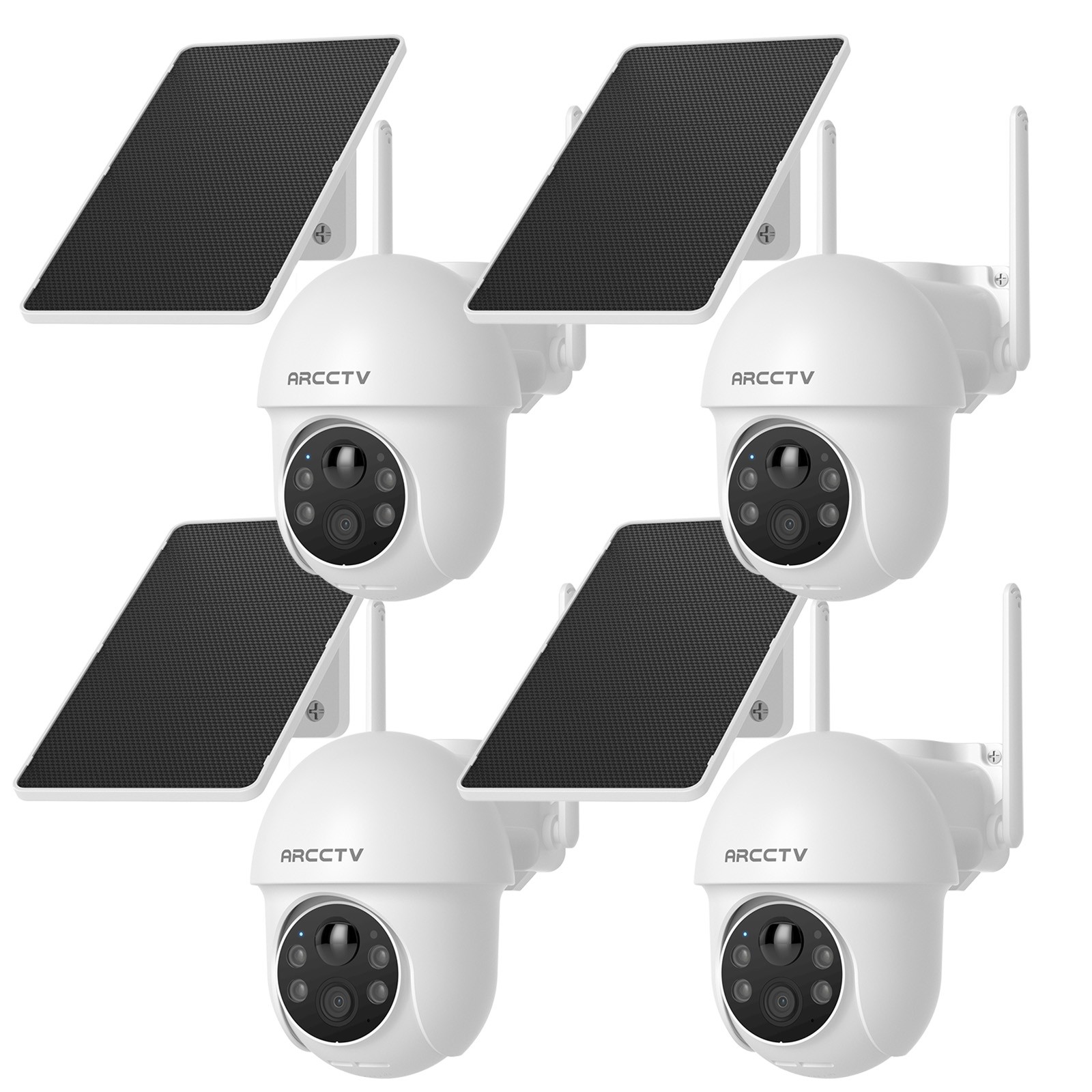 ARCCTV 4MP WiFi6 Wireless Solar Battery Powered Security Camera CCTV Home 4 PACK