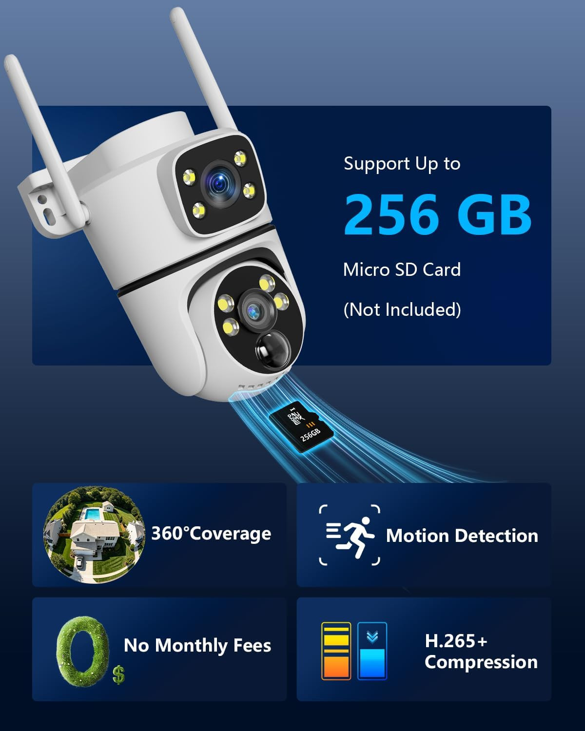 Solar Wireless Outdoor Security Camera Wi-Fi Cameras Home Security Camera