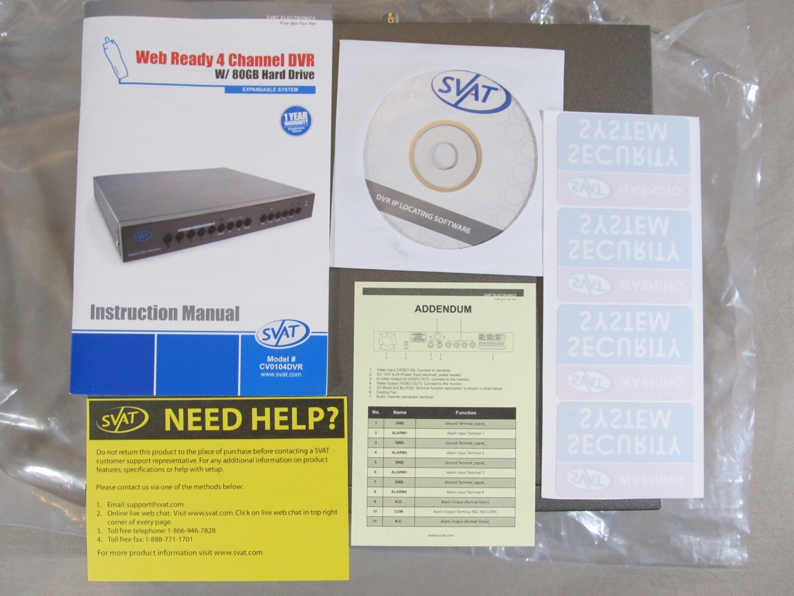 SVAT CV0104DVR Web Ready 4 Channel DVR with 80GB Hard Drive; Security System DVR