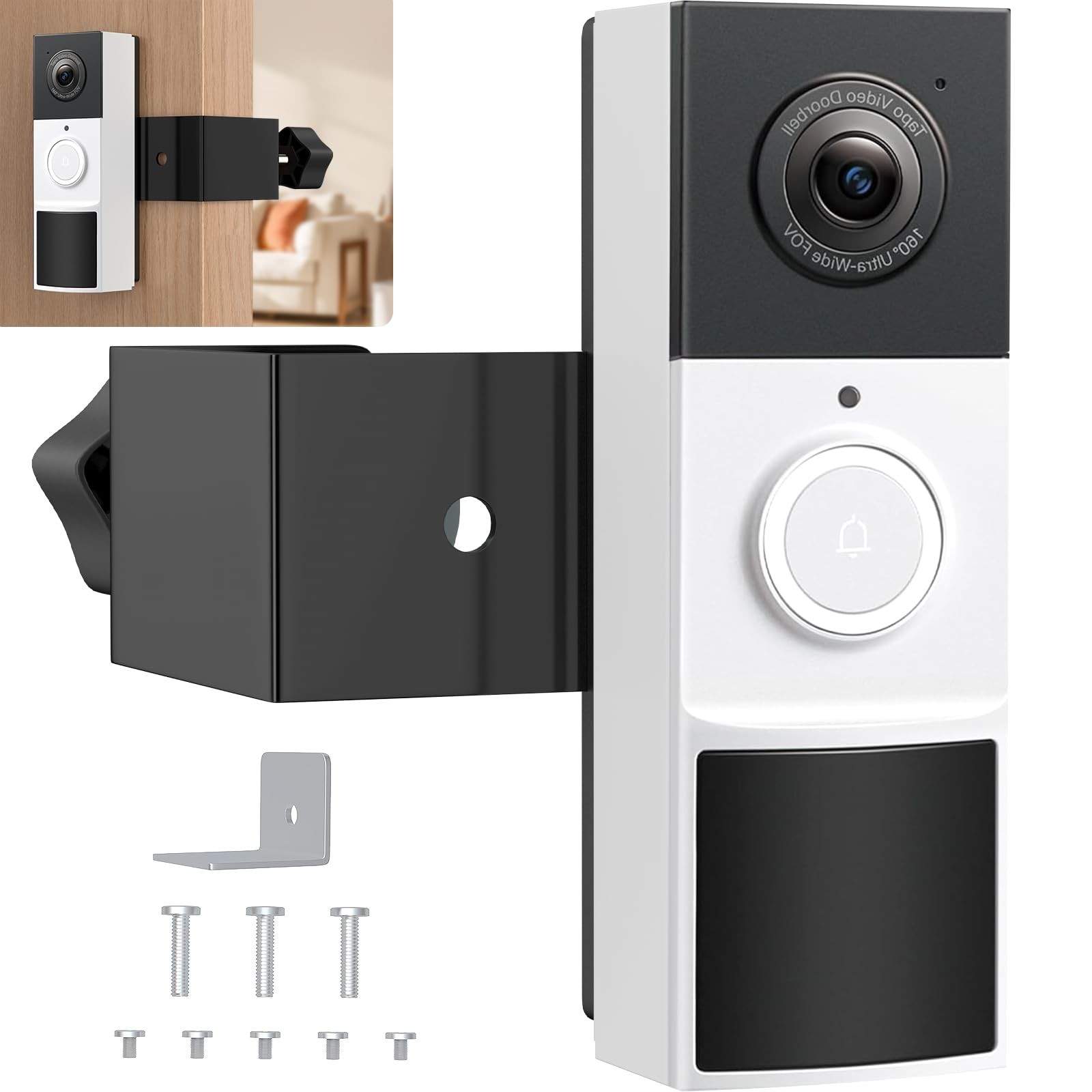 Anti-Theft Doorbell Mount for Tapo, Fully Metal Mounting Bracket Compatible w…