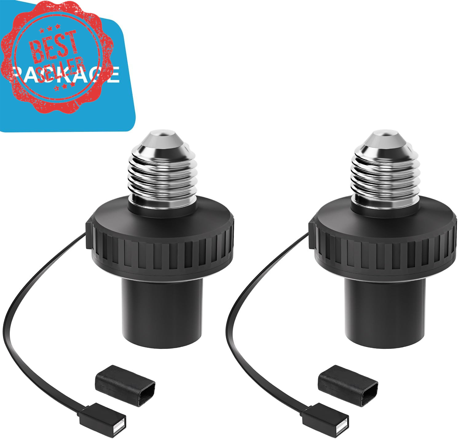 2 Pack Lamp Socket USB Power Adapter for Wyze Cam V3 V4 Pan E26 5V 2A Black