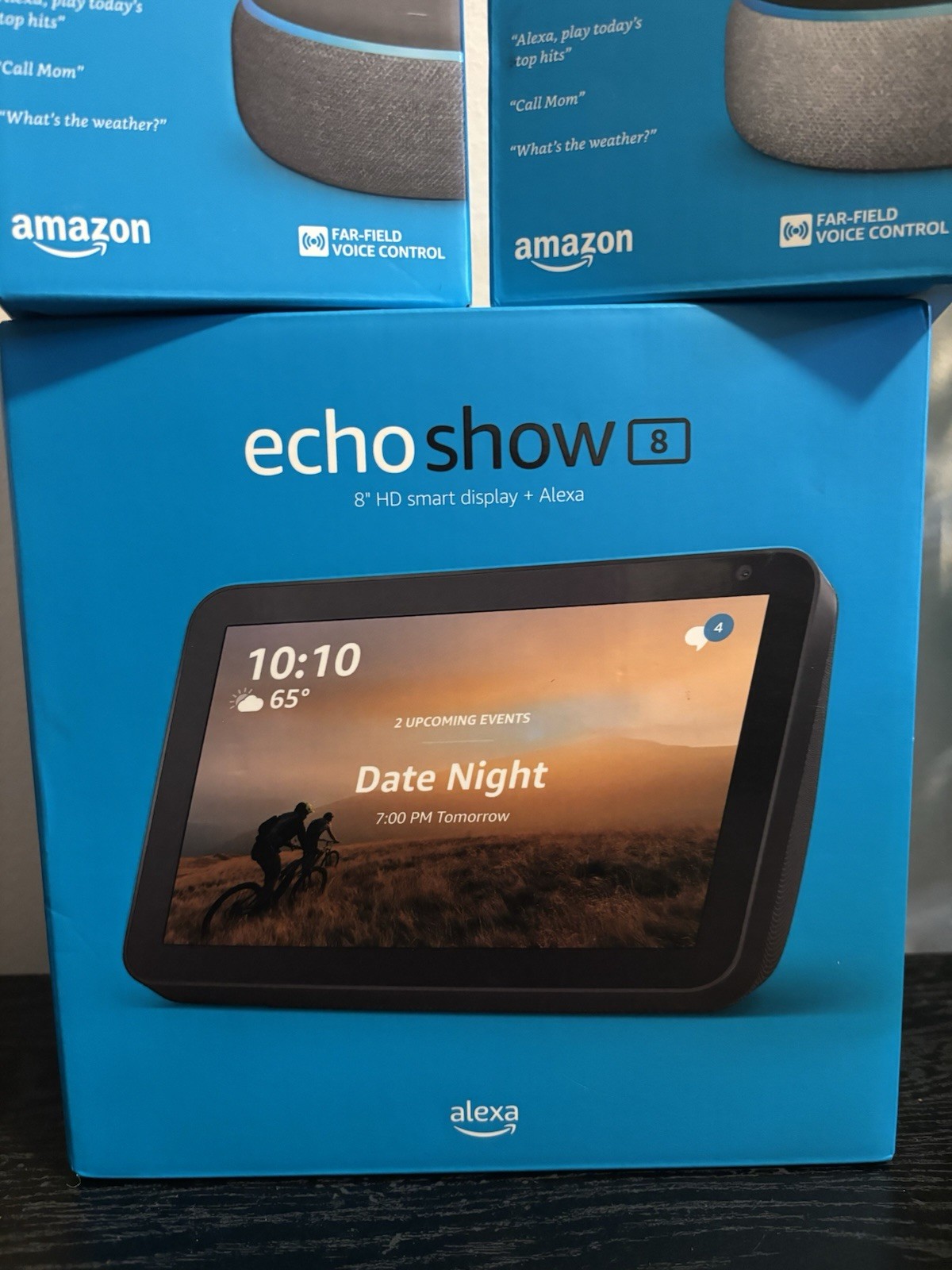 Echo Show 8 & 2 Echo Dot 3rd Generation Bunbdle of 3 BRAND NEW Fast Ship SEALED
