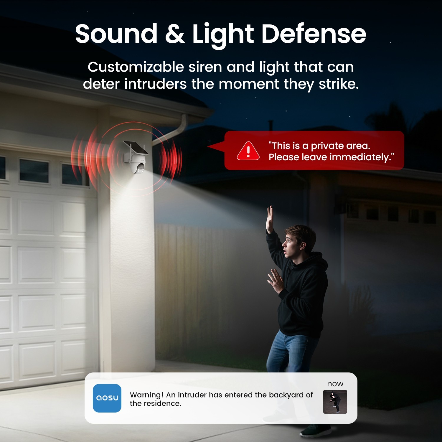 AOSU Solar Security Camera Outdoor Wireless Home Surveillance works with Alexa