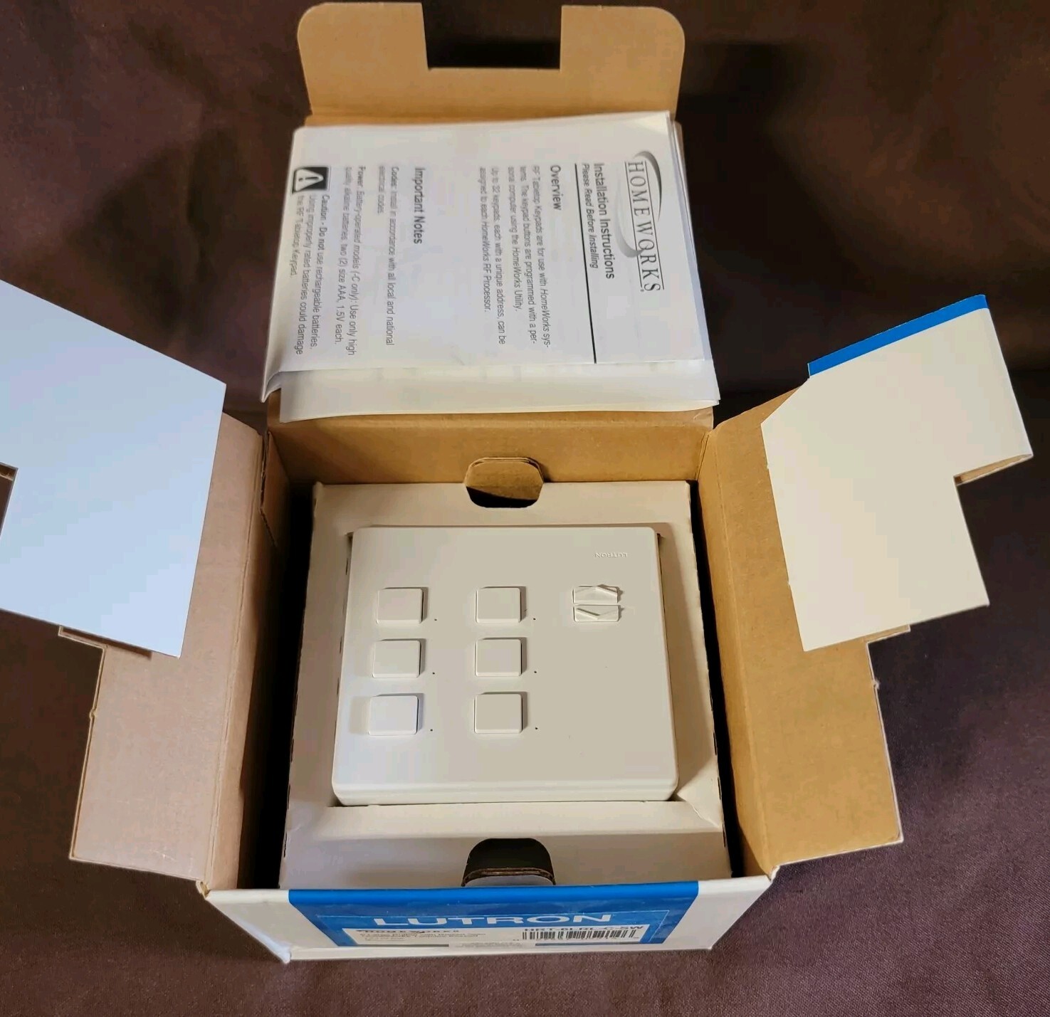 Lutron HRT-6LRL-C-SW Homeworks 6 Large Button W/ Raise Lower Tabletop Keypad