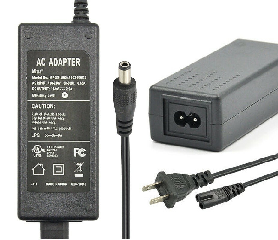 12V 2A 24W UL certified AC / DC Adapter Power Supply US Plug 2.5 x 5.5mm Tip