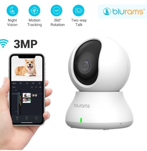 2pcs Blurams Dome Lite 2 Home 2K Security Camera, 360-degree/2-Way Audio For Pet