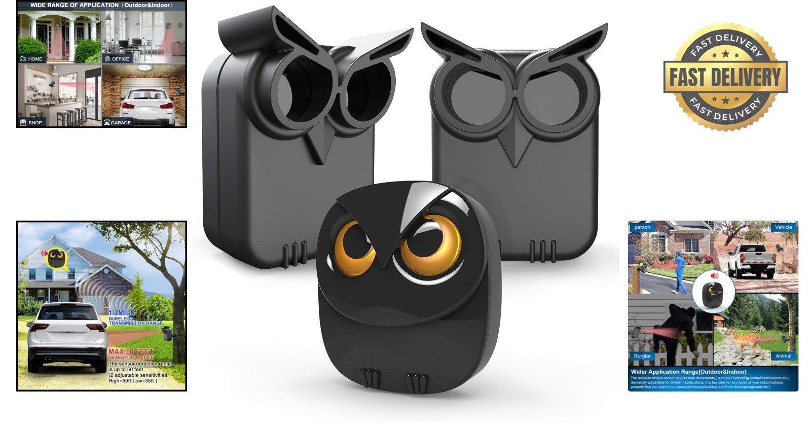Weather Resistant Driveway Alarm System – 1 Receiver & 2 Sensors, 1/2 Mile Range