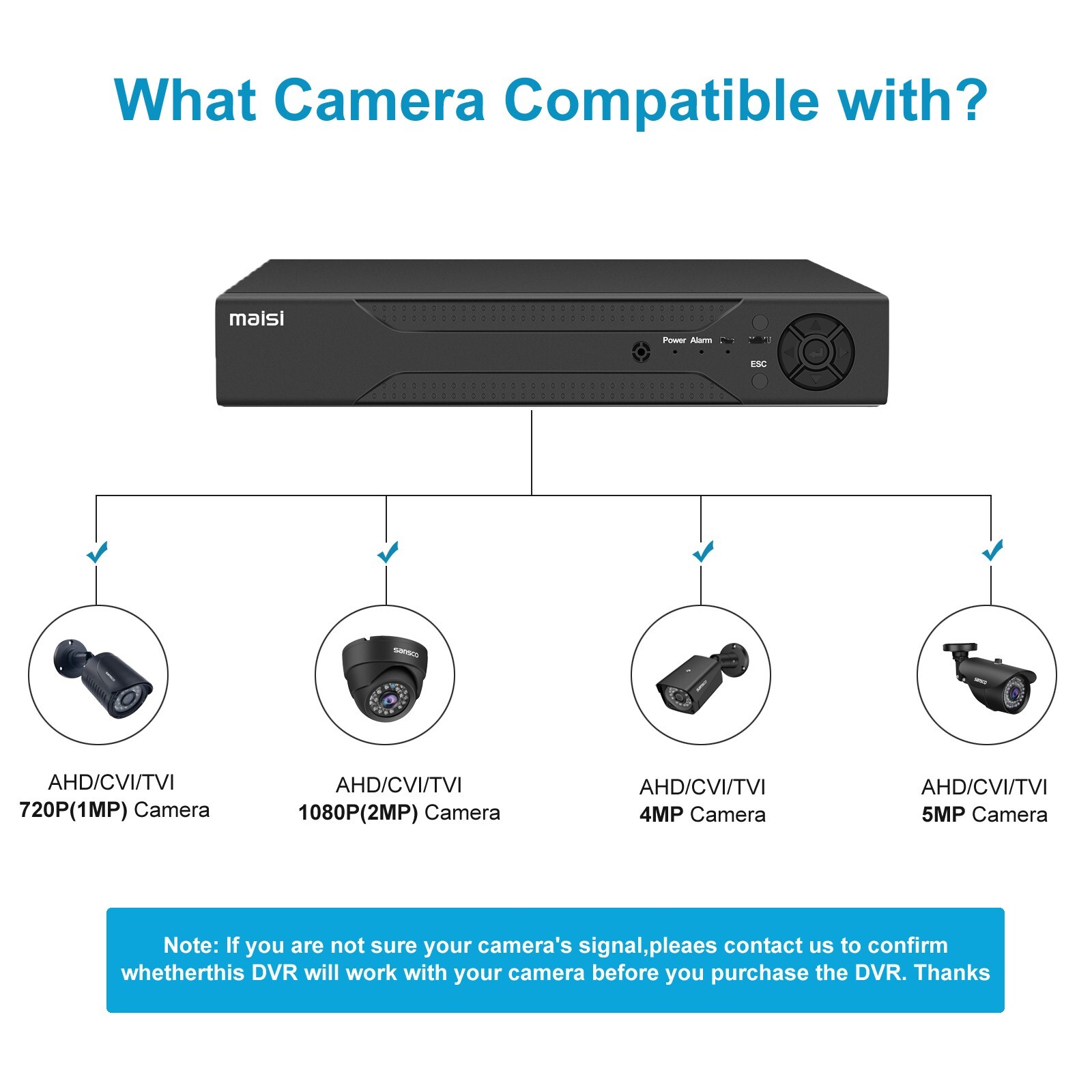 MAISI 8CH/ 4CH HD 5IN1 1080P DVR Video Recorder for CCTV Camera Kit 0-3tb